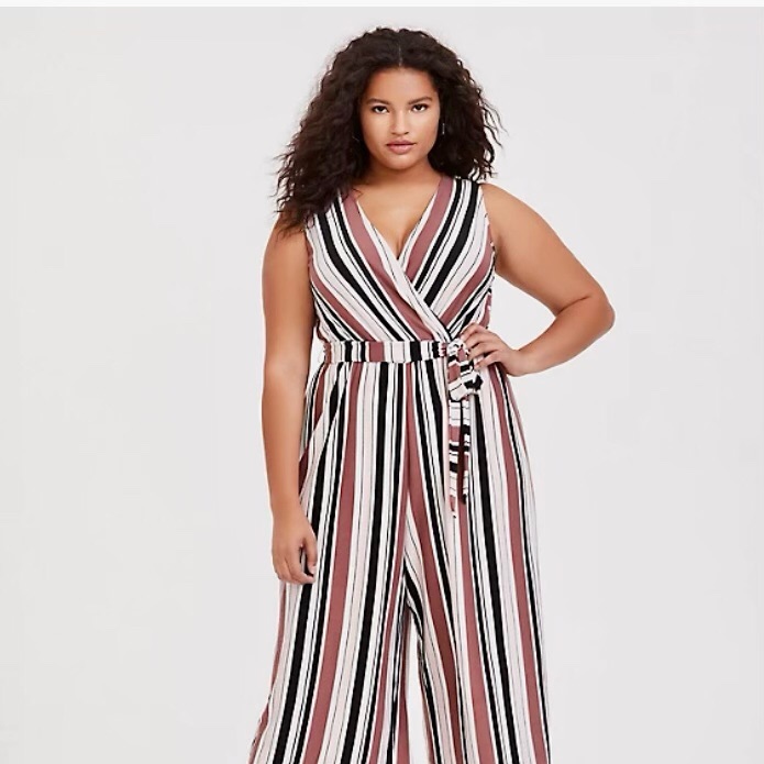 Nwt Torrid Multi Striped Textured Culottes Jumpsuit. Size 3 (22-24)